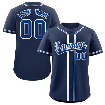 Custom Navy Royal-Gray Classic Style Authentic Baseball Jersey