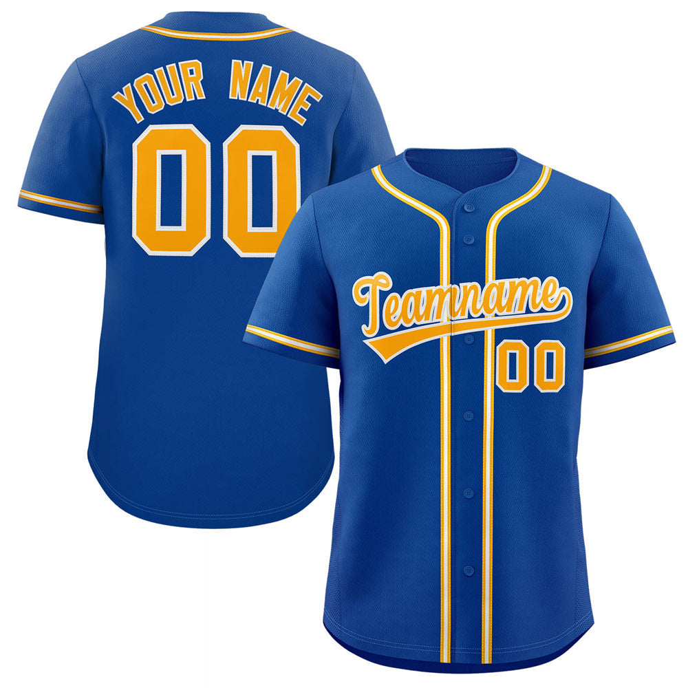 Custom Royal Gold-White Classic Style Authentic Baseball Jersey