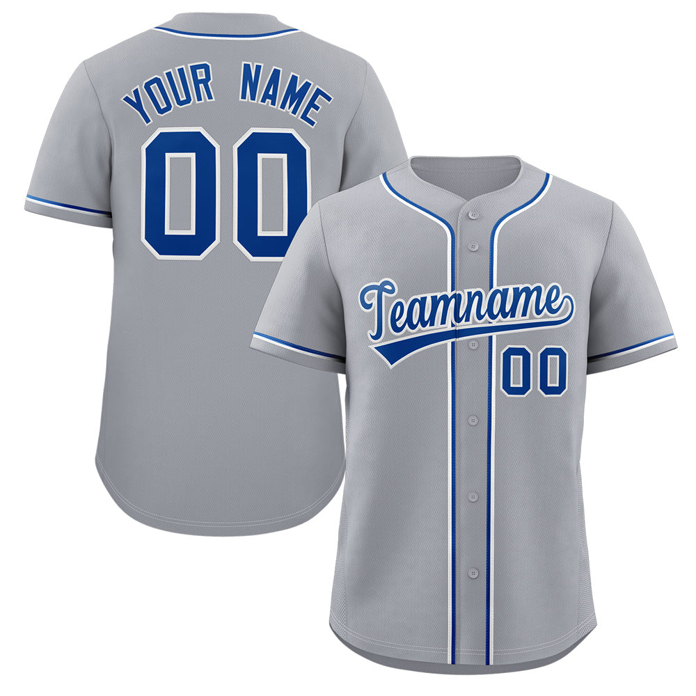 Custom Gray Royal-White Classic Style Authentic Baseball Jersey