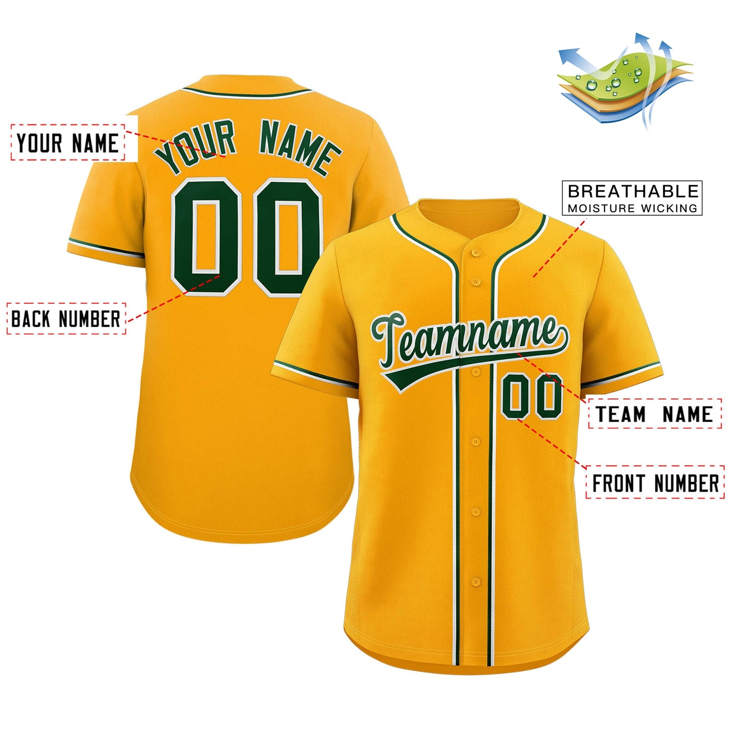 Custom Yellow Green-White Classic Style Authentic Baseball Jersey