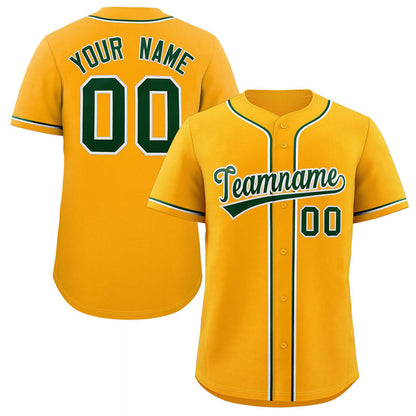 Custom Yellow Green-White Classic Style Authentic Baseball Jersey