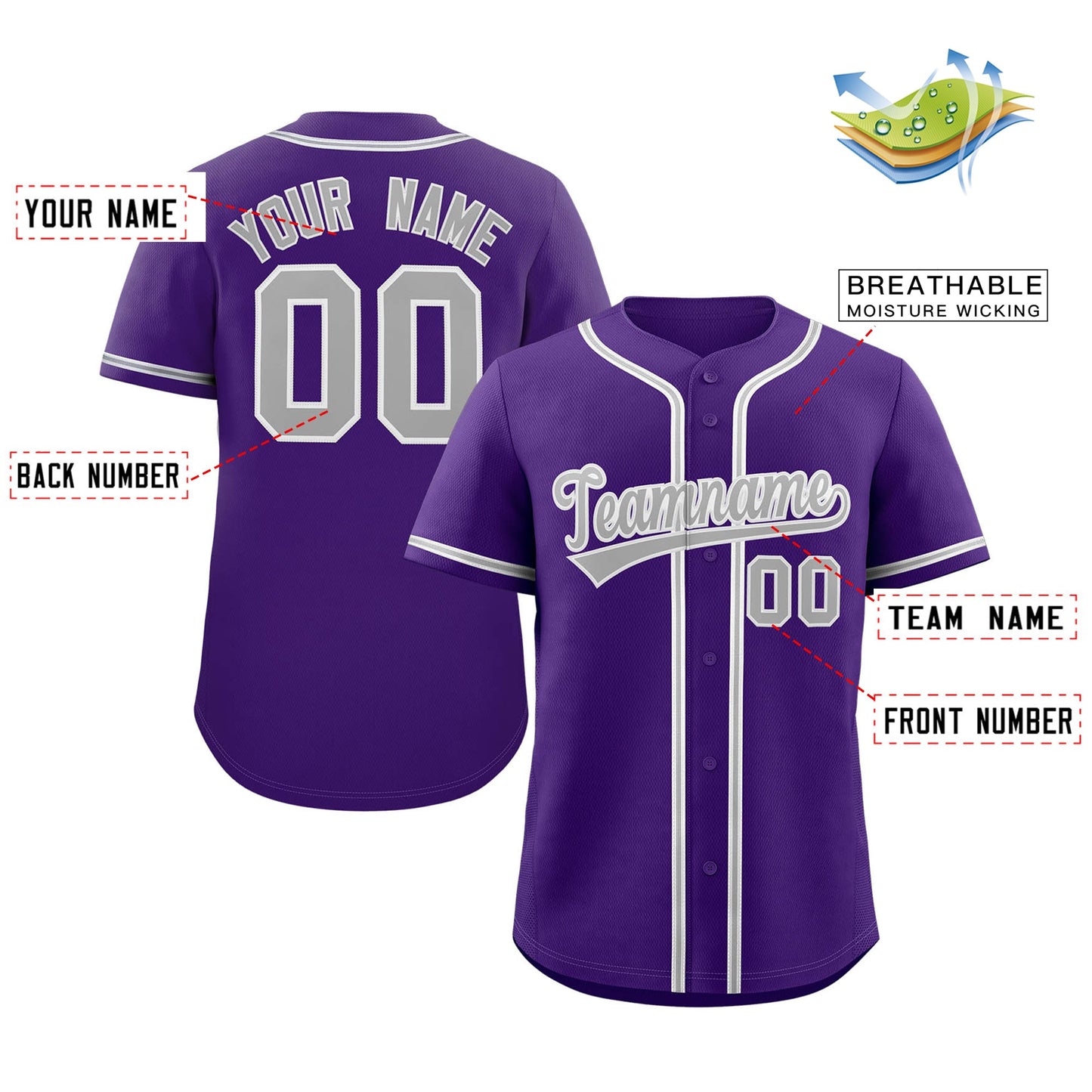 Custom Purple Gray-White Classic Style Authentic Baseball Jersey