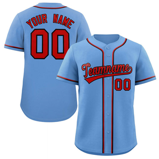 Custom Light Blue Red-Navy Classic Style Authentic Baseball Jersey