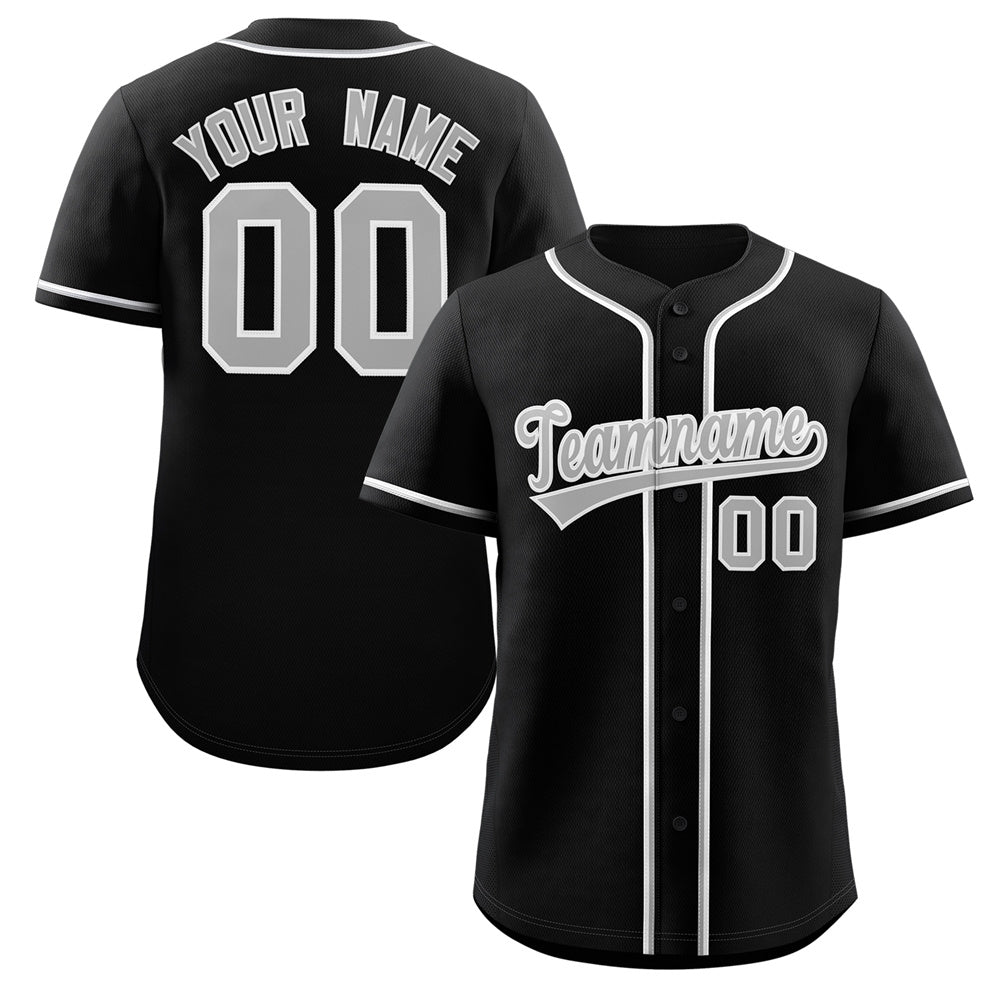 Custom Black Gray-White Classic Style Authentic Baseball Jersey