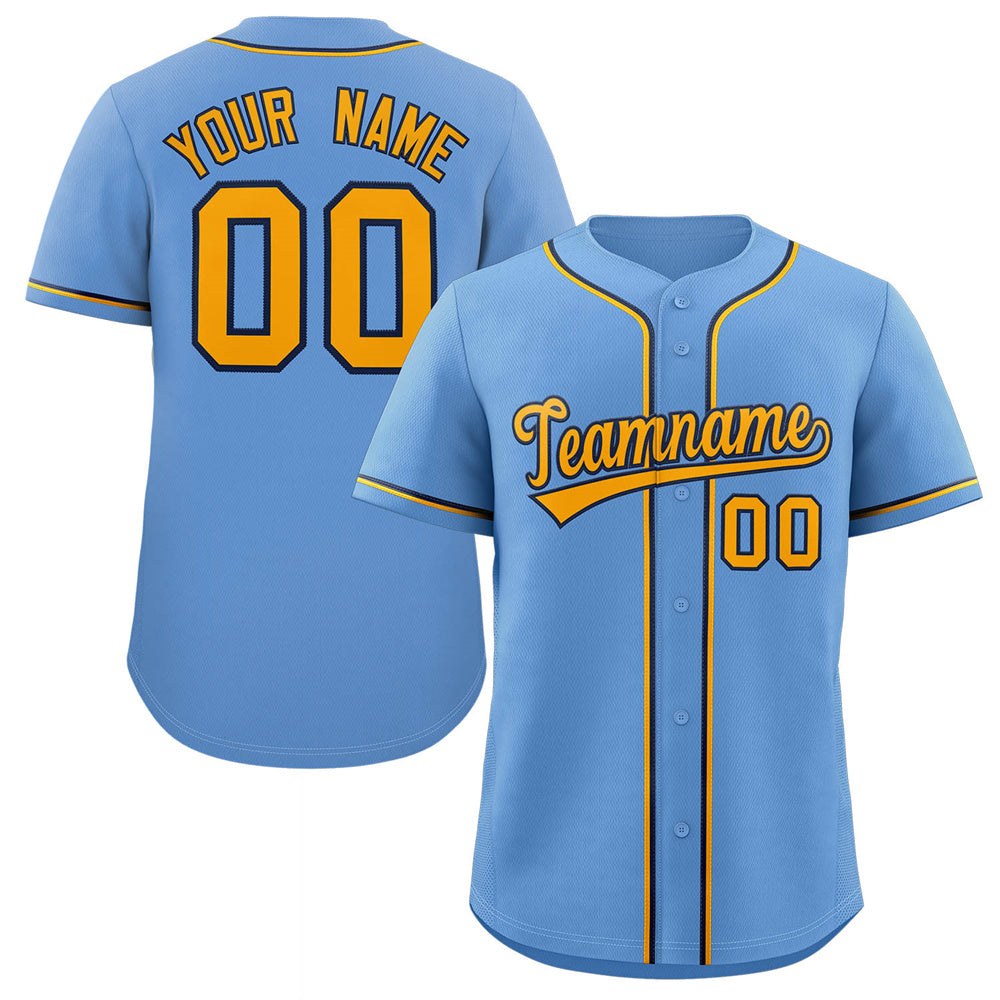 Custom Light Blue Yellow-White Classic Style Authentic Baseball Jersey