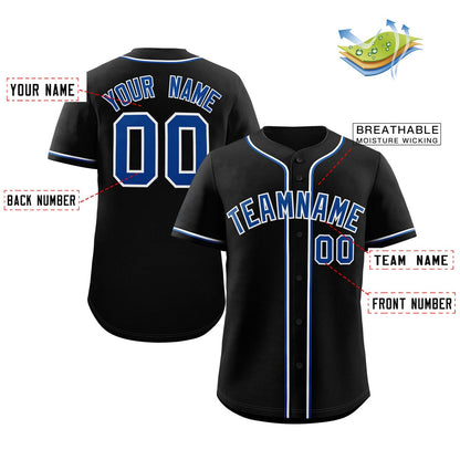 Custom Black Royal-White Classic Style Authentic Baseball Jersey