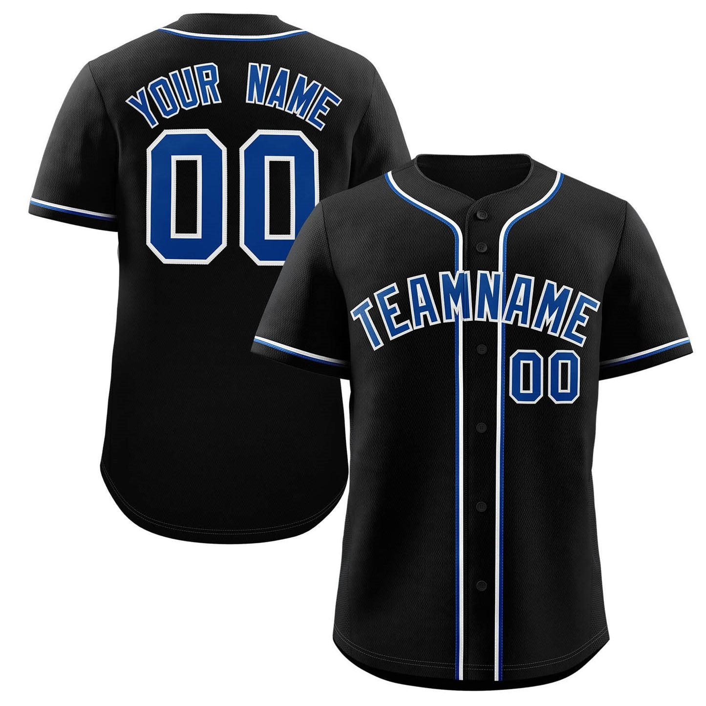 Custom Black Royal-White Classic Style Authentic Baseball Jersey