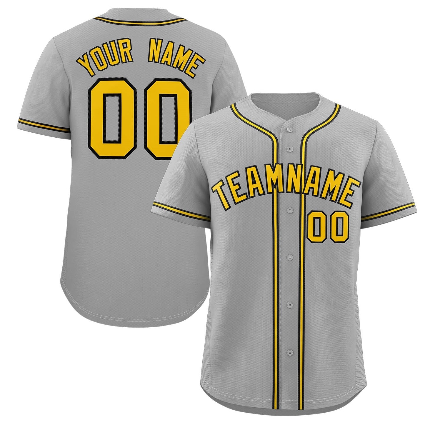 Custom Gray Yellow-Black Classic Style Authentic Baseball Jersey