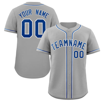 Custom Gray Royal-White Classic Style Authentic Baseball Jersey