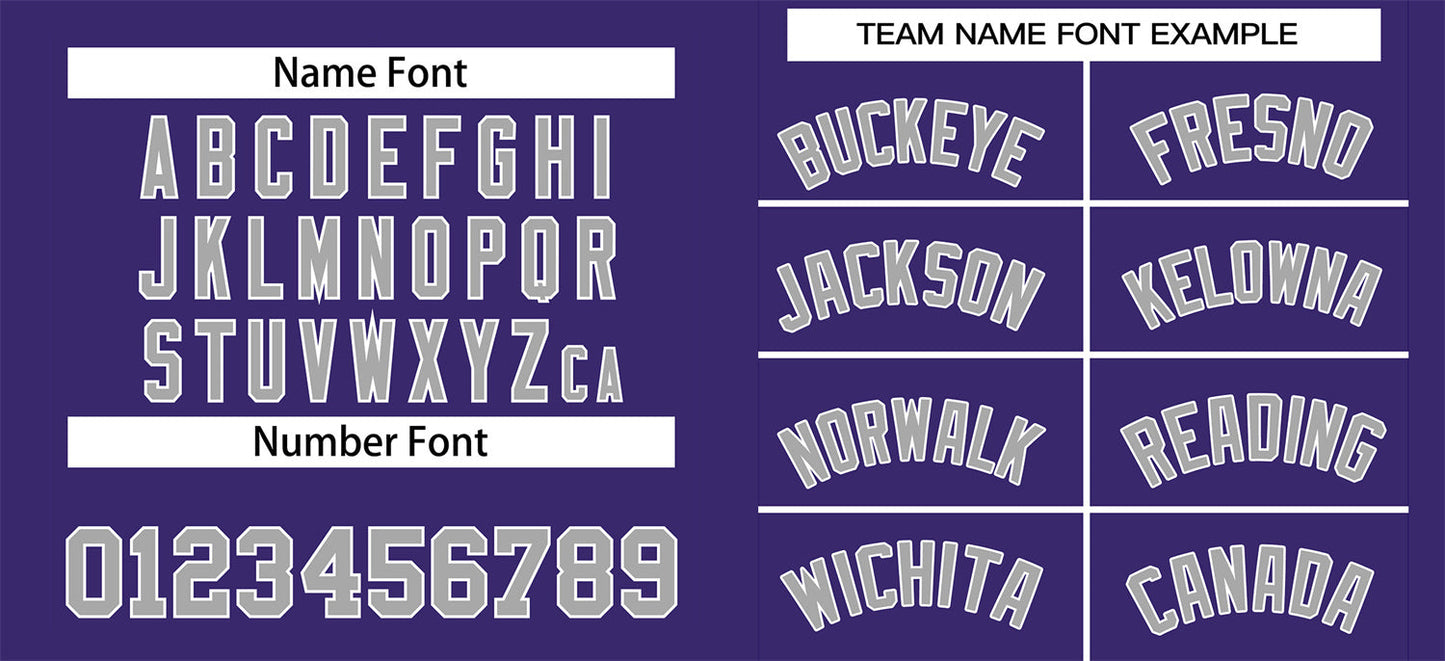 Custom Purple Gray-White Classic Style Authentic Baseball Jersey