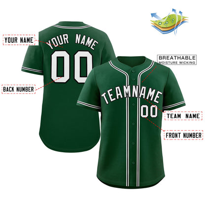 Custom Green White-Black Classic Style Authentic Baseball Jersey