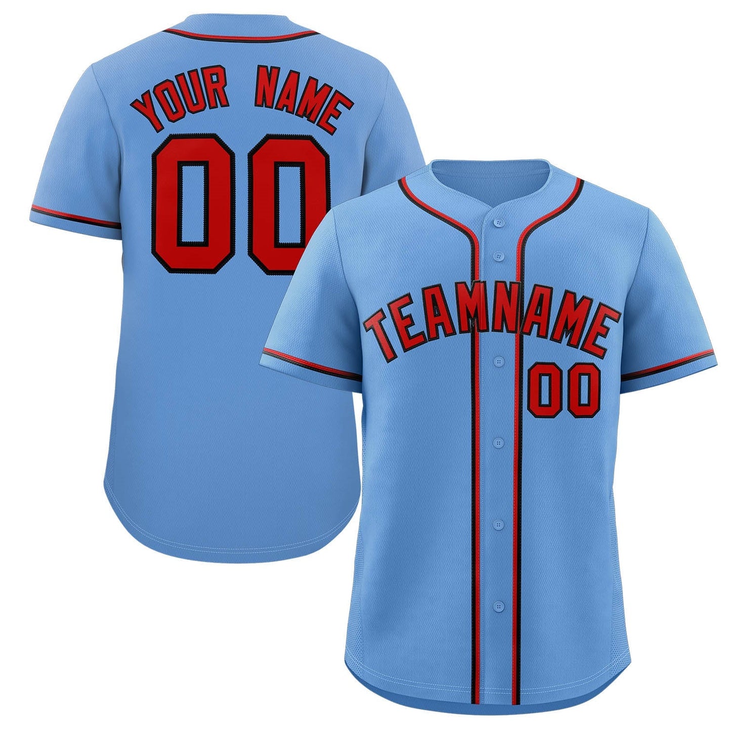 Custom Light Blue Red-Navy Classic Style Authentic Baseball Jersey