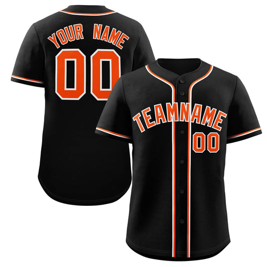 Custom Black Orange-White Classic Style Authentic Baseball Jersey