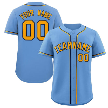 Custom Light Blue Yellow-Navy Classic Style Authentic Baseball Jersey