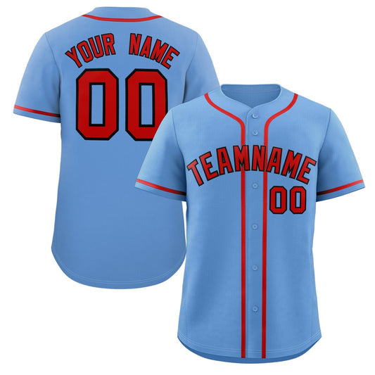 Custom Light Blue Red-Navy Classic Style Authentic Baseball Jersey