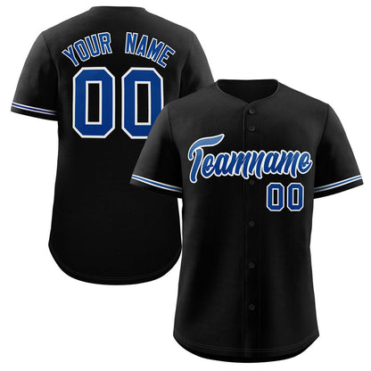 Custom Black Royal-White Classic Style Authentic Baseball Jersey