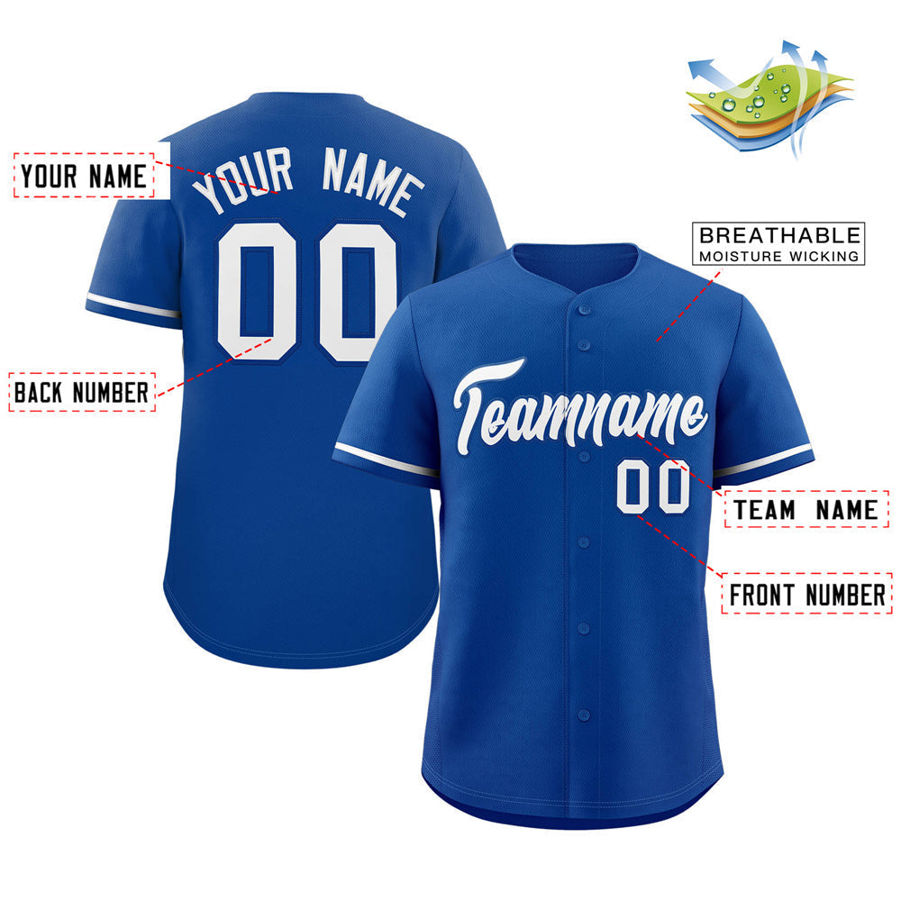 Custom Royal White Classic Style Authentic Baseball Jersey