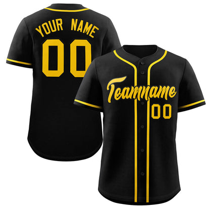 Custom Black Gold Classic Style Authentic Baseball Jersey