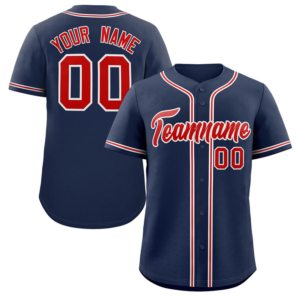 Custom Navy Red-White Classic Style Authentic Baseball Jersey