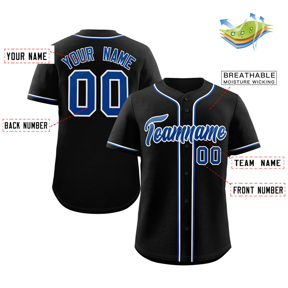 Custom Black Royal-White Classic Style Authentic Baseball Jersey