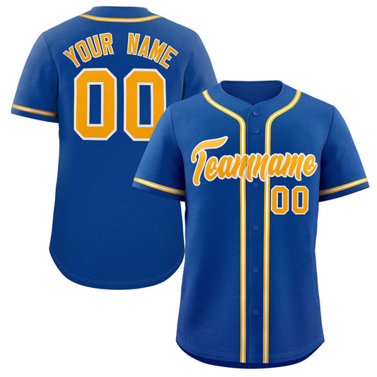 Custom Royal Yellow-White Classic Style Authentic Baseball Jersey