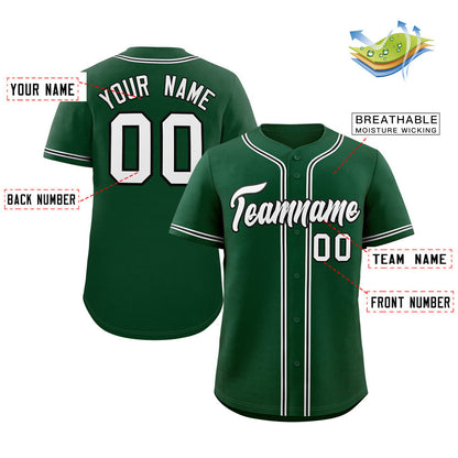 Custom Green White-Black Classic Style Authentic Baseball Jersey