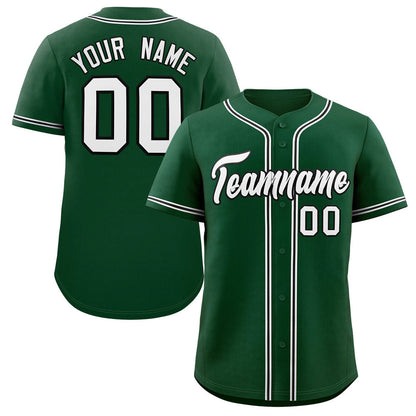 Custom Green White-Black Classic Style Authentic Baseball Jersey