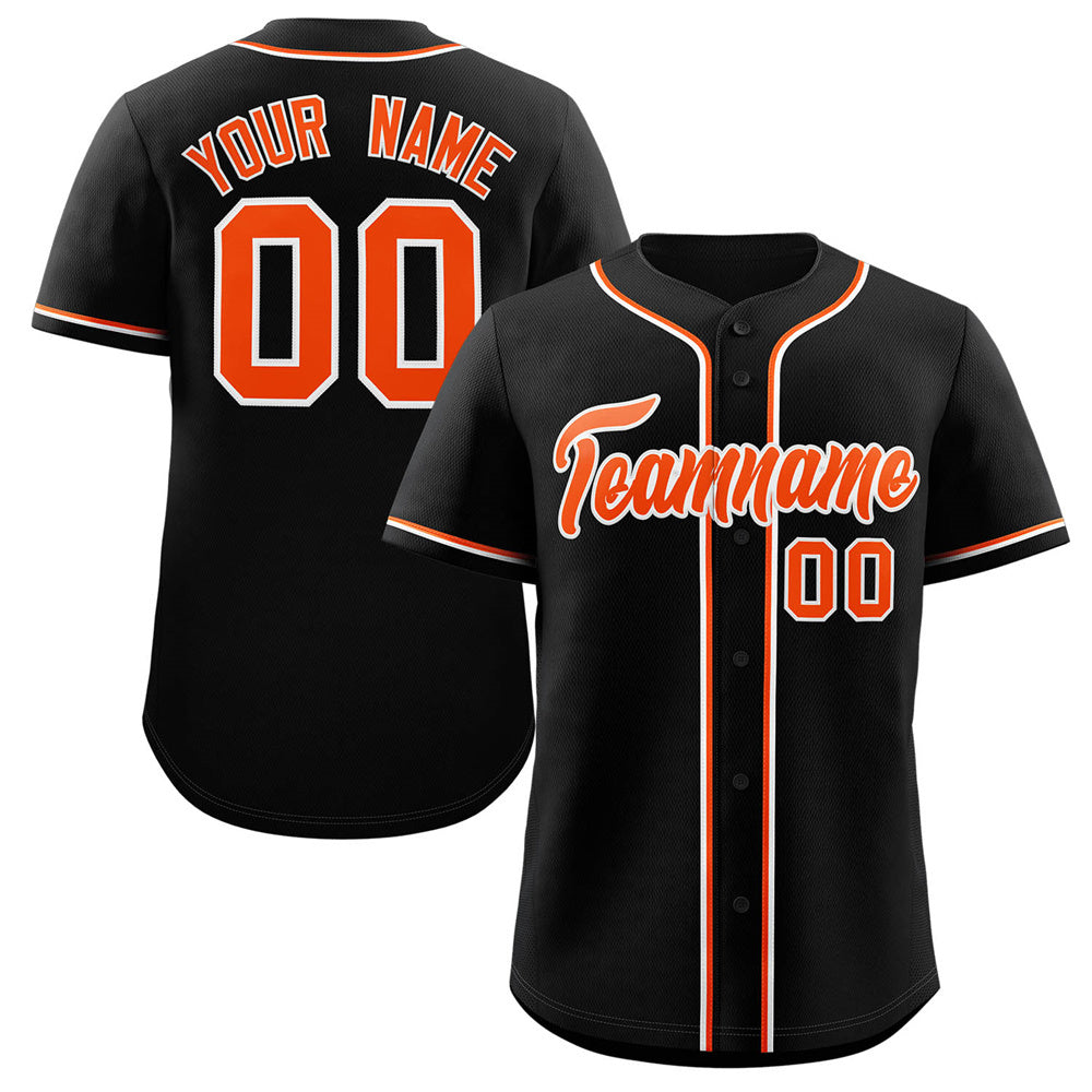 Custom Black Orange-White Classic Style Authentic Baseball Jersey