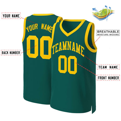 Custom Aqua Yellow Classic Tops Basketball Jersey