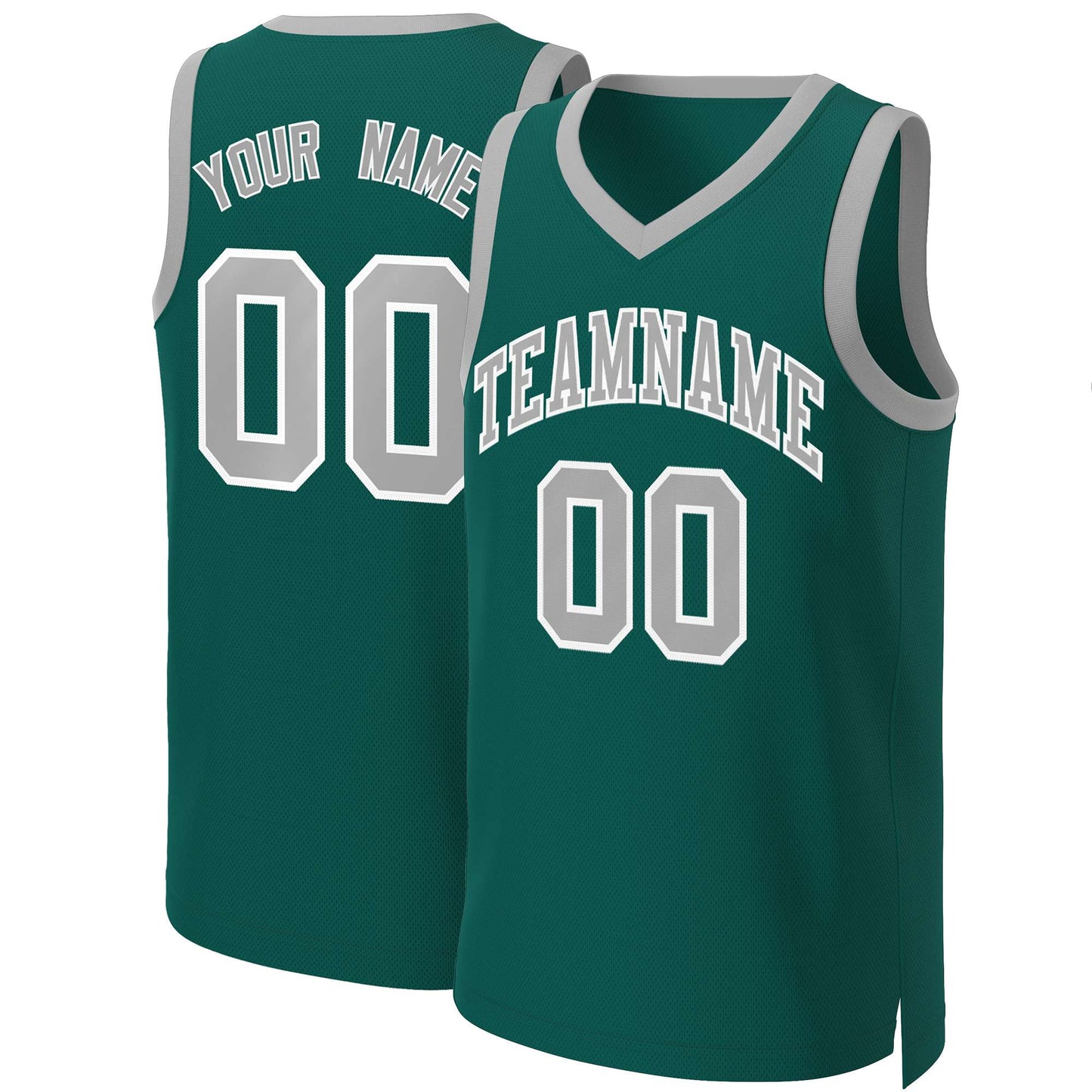 Custom Aqua Gray-White Classic Tops Basketball Jersey