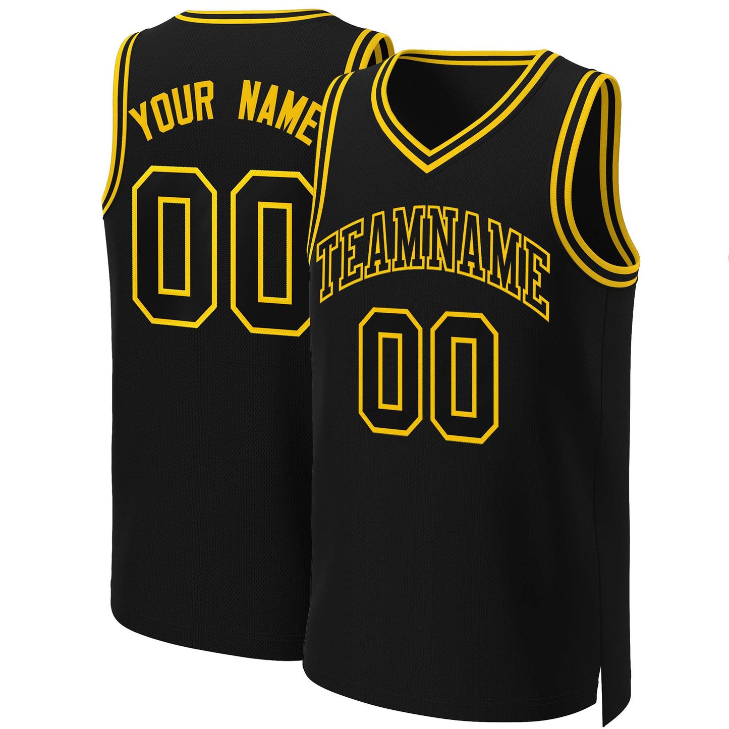 Custom Black Black-Yellow Classic Tops Basketball Jersey