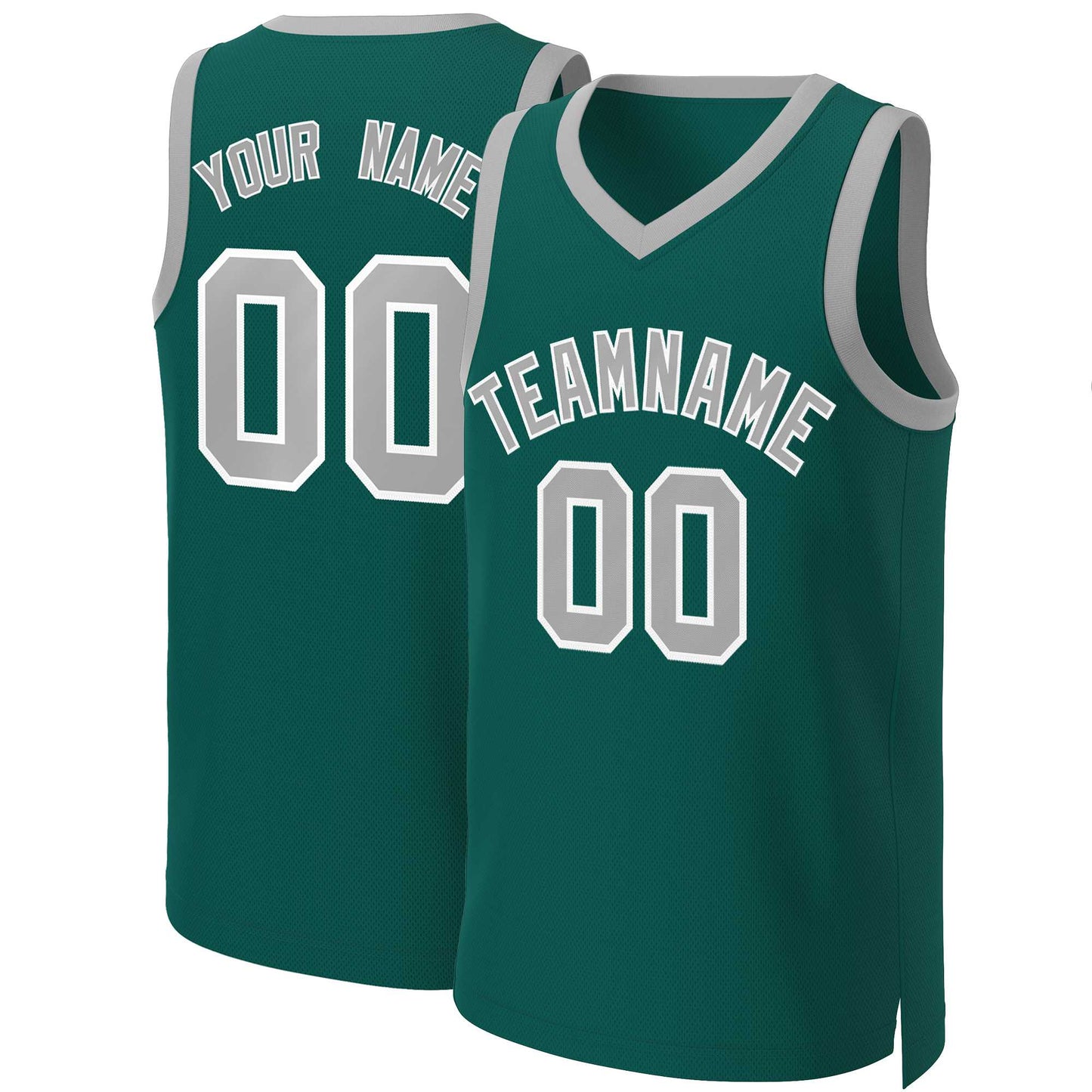 Custom Aqua Gray-White Classic Tops Basketball Jersey