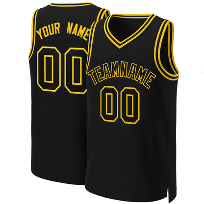 Custom Black Black-Yellow Classic Tops Basketball Jersey