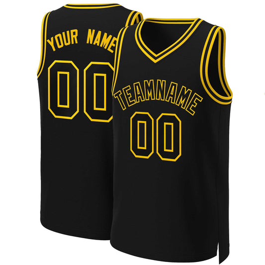 Custom Black Black-Yellow Classic Tops Basketball Jersey