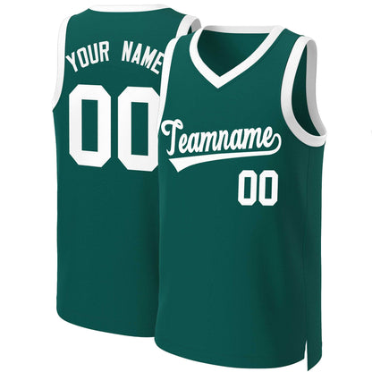 Custom Aqua White Classic Tops Basketball Jersey