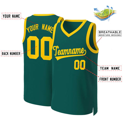 Custom Aqua Yellow Classic Tops Basketball Jersey