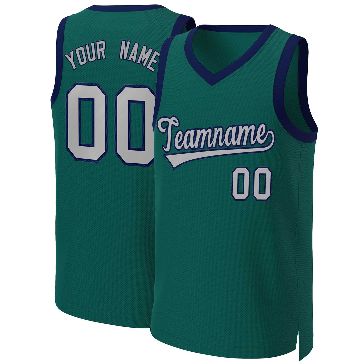 Custom Aqua Gray-Navy Classic Tops Basketball Jersey