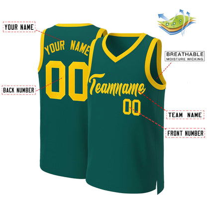 Custom Aqua Yellow Classic Tops Basketball Jersey