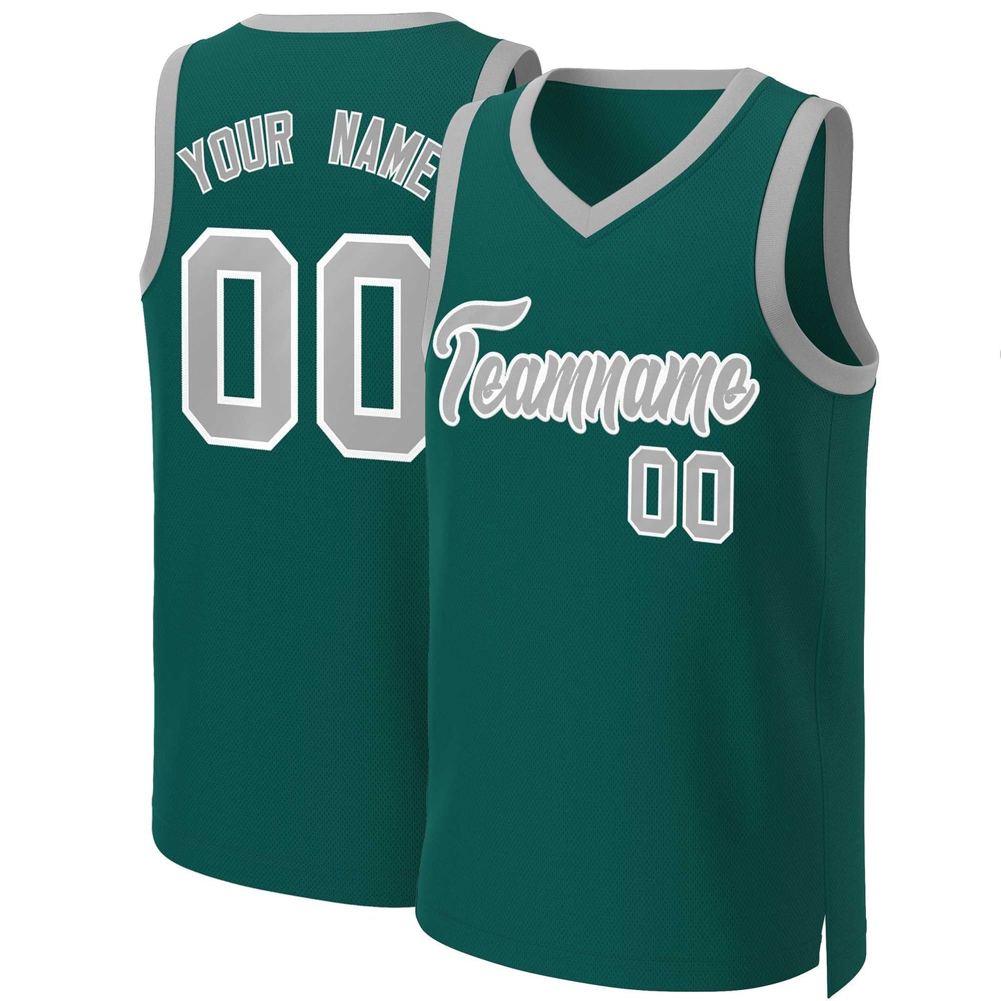 Custom Aqua Gray-White Classic Tops Basketball Jersey