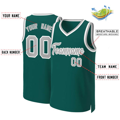 Custom Aqua Gray-White Classic Tops Basketball Jersey