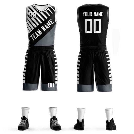 Custom Black White Graffiti Pattern Sets Bar Element Basketball Jersey