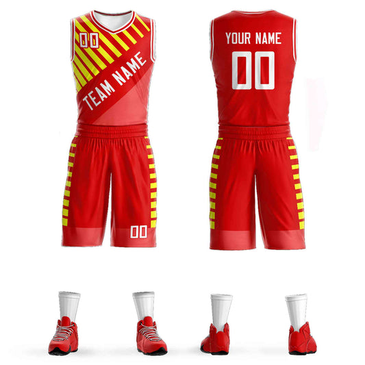 Custom Red White Graffiti Pattern Sets Bar Element Basketball Jersey