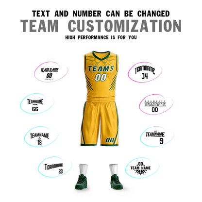 Custom Gold Green-White Graffiti Pattern Sets Claw Element Basketball Jersey