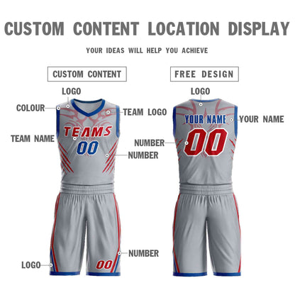 Custom Gray Red-White Graffiti Pattern Sets Claw Element Basketball Jersey