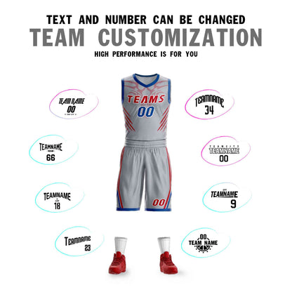 Custom Gray Red-White Graffiti Pattern Sets Claw Element Basketball Jersey