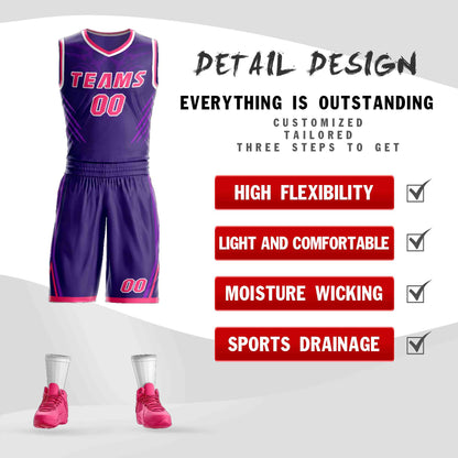 Custom Purple Pink-White Graffiti Pattern Sets Claw Element Basketball Jersey