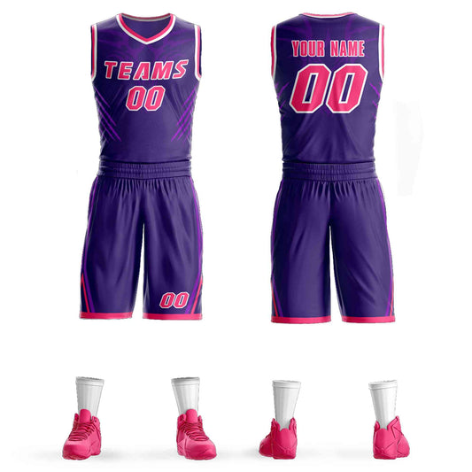 Custom Purple Pink-White Graffiti Pattern Sets Claw Element Basketball Jersey