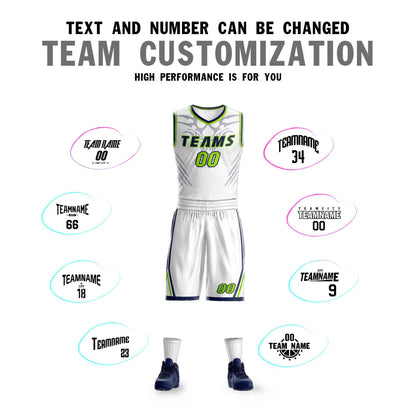 Custom White Navy-Light Green Graffiti Pattern Sets Claw Element Basketball Jersey