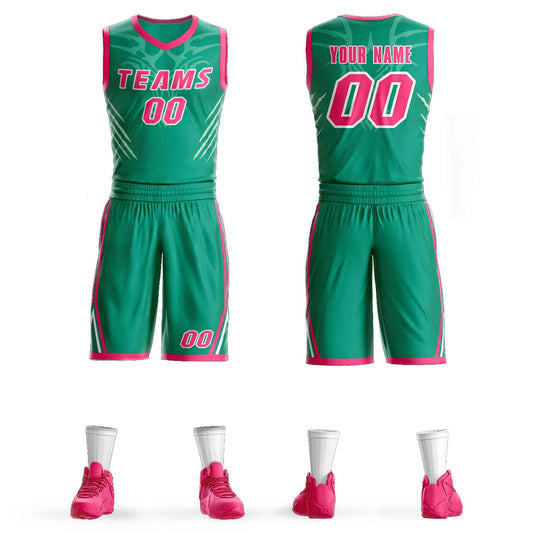 Custom Teal Pink-White Graffiti Pattern Sets Claw Element Basketball Jersey