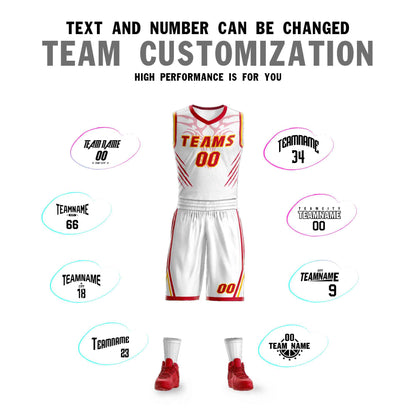 Custom White Gold-Red Graffiti Pattern Sets Claw Element Basketball Jersey